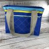 Blue Tote with Aqua Accents: Green Lining, Complemented by a Sleek Grey Strap - Image 2