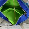 Blue Tote with Aqua Accents: Green Lining, Complemented by a Sleek Grey Strap - Image 4