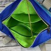 Blue Tote with Aqua Accents: Green Lining, Complemented by a Sleek Grey Strap - Image 6